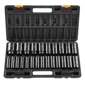 Set di chiavi a bussola a impatto da 26 pezzi, attacco da 1/2 pollice, bussole esagonali profonde, misure metriche da 10 mm a 22 mm - Product Image 1