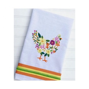 2026 Top Quality Product Hen Embroidered Dish Towels Wholesale Price With Custom Logo Tailor Made 100% Cotton Dish Rag Towels - Product Image 1