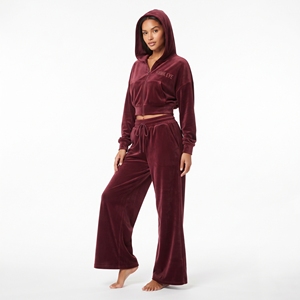 Conjunto Deportivo de Terciopelo para Mujer, Ropa Casual, Top con Cierre Completo, Pantalones Jogger Anchos con Cintura Alta y Cordón Ajustable, Ropa de Invierno - Product Image 4