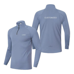 Men's Stand Collar Quarter <b>Zip</b> Long Sleeve Performance <b>Shirt</b> Moisture Wicking Fitted Polyester Sport Top Solid Color All Seasons - Product Image 4