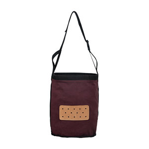 Maroon <b>Canvas</b> Horse Feed Bag Adjustable Strap Rectangular Leather Patch Durable Feeding Bag Bulk Wholesale OEM Supplier - Product Image 6