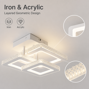 Modern Square LED Ceiling <b>Light</b> With Remote Control Dimmable Tri Color Iron Acrylic For Bedroom Living Room <b>Dining</b> Room - Product Image 4