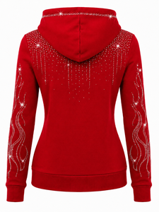Sudadera con Capucha para Mujer con Gráficos de Diamantes de Imitación, Suave y Ligera, Estilo Casual Moderno, con Bolsillo Canguro - Product Image 6