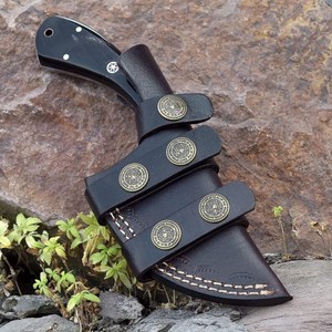 Handmade Industrial Grade Damascus Steel Skiner <b>Knife</b> With Buflo Horn <b>Handle</b> and Leather Sheath <b>for</b> Outdoor Camping - Product Image 2