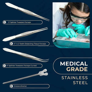 Kit de dissection avancé de 22 pièces pour étudiants en médecine avec manche de scalpel # Ciseaux à 3 Lames, Pince et Étui de Transport - Product Image 4