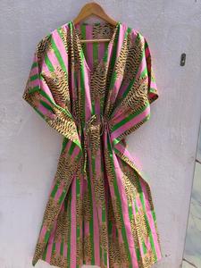 Women's Tiger Print V Neck Loose Midi Dress Short Sleeve <b>Wrap</b> Tie Casual Summer <b>Beach</b> Cover-Up Woven Polyester Dress - Product Image 1