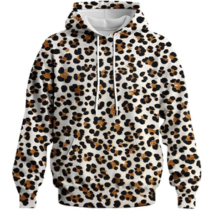 Sweat-shirt à capuche unisexe en molleton de coton imprimé léopard, style streetwear, personnalisable avec logo, fournisseur en gros - Product Image 1