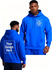Custom Blue Hooded Sweatshirt Adults Casual All Seasons Promotional Wear Digital Printing Front And <b>Back</b> Design - Product Image 2