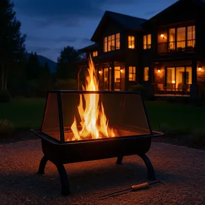 Brasero élégant en acier fait main pour collections de mobilier de jardin de luxe, chauffage de terrasse et espaces de loisirs extérieurs – Tendance extérieure - Product Image 2