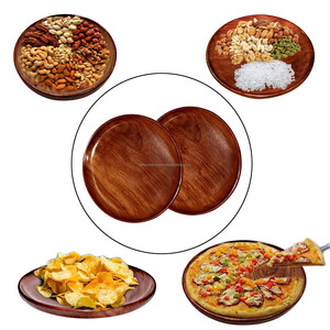 Platos de Madera de Acacia Clásicos Ecológicos, Bandeja de Servir Ligera Pintada a Mano, Plato para Comida Fácil de Limpiar, Bandeja para Sándwiches - Product Image 3