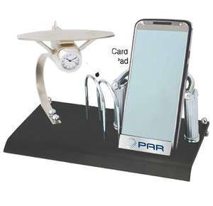 Organisateur de bureau exécutif pour usage professionnel, support mobile, horloge, porte-cartes de visite, accessoire de table de bureau - Product Image 3