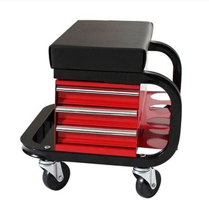 Iron <b>Tool</b> <b>Cart</b> wih Cabinets ,Portable 3 Drawer Utility <b>Tool</b> <b>Cart</b> , <b>Tool</b> Tray with Padded Seat, 350lb Loading GAPGAR025 - Product Image 2