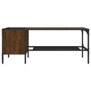 Mesa de centro de madera de ingeniería en roble marrón y negro con detalles metálicos, tamaño mediano - Product Image 4