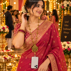 Chaîne de téléphone portable traditionnelle en laiton pour femmes, sangle de téléphone ethnique avec Ghungroo pour mariages et festivals - Product Image 5