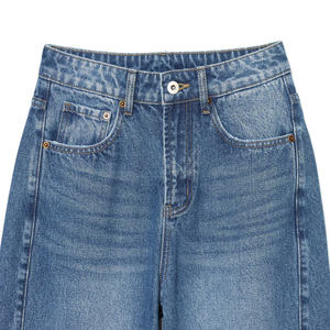 Pantalones Cargo de Mezclilla, Nuevo Estilo Chic Informal, Cintura Alta, Corte Regular, 100% Algodón, Transpirables, de Secado Rápido - Product Image 2