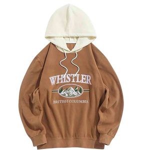 Sudadera con Capucha para Hombre, 100% Algodón, Resistente al Viento, Ecológica, con Gráfico de Montaña Bordado, Forro Polar Afelpado, Casual, con Cordón Ajustable - Product Image 1