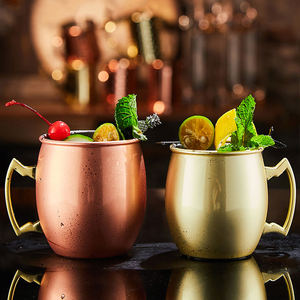 Mug en acier inoxydable et laiton, coupe à cocktail, mug à bière en métal couleur or champagne pour articles de bar de luxe - Product Image 4