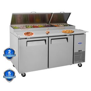 Orikool 67 Commercial <b>Kitchen</b> Refrigeration Equipment 20.3 Cu.Ft Built-in Refrigerator Pizza <b>Prep</b> <b>Table</b> Butcher Block Cutting - Product Image 1