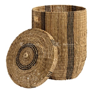 Panier de rangement en jonc de mer vietnamien pour la maison et le jardin pour la buanderie et le placard organisant la décoration intérieure - Product Image 1