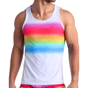 เสื้อกล้ามชายสีรุ้งไล่ระดับสีมีสไตล์เสื้อแขนกุดสีสันสดใสระบายอากาศได้น้ำหนักเบาออกแบบได้ตามต้องการ - Product Image 1