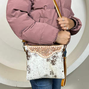 Sac bandoulière en cuir de vachette floral fait main de haute qualité, style western, avec pochette à main, collection 2026, le plus vendu - Product Image 4