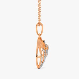 Collier pendentif en or rose avec diamant de laboratoire en forme de goutte d'eau et monture ouverte - Product Image 4