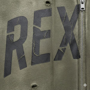 Sweat à capuche zippé Rexfit Sports personnalisé, épais, délavé à l'acide, broderie vieillie, en molleton, style streetwear, fabrication OEM - Product Image 5