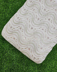 Coding embroidery fabric sequin fabric lace fabric organza fabric for designer abaya kaftan couture wholesale export buyer trade - Product Image 5