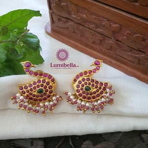 24K Gold Plated Stainless Steel Kemp Bird Stud Earrings-Cute Animal Pearl Earrings - Product Image 1