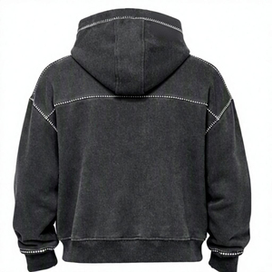 Sweat à capuche noir oversize avec poche avant et poignets côtelés, coupe décontractée ample, pull grande taille pour hommes - Product Image 3