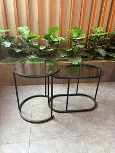 Modern <b>Nesting</b> Coffee <b>Table</b> Set with Glass Top Metal Frame for Living Room Coffee - Product Image 6
