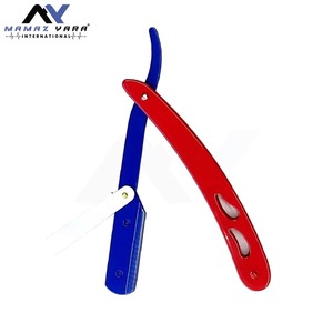 Navaja de Afeitar Profesional de Acero Inoxidable de Alta Calidad, Personalizada OEM, con Bloqueo Giratorio, de Una Sola Hoja, para Afeitar la Cara, en Rojo y Azul - Product Image 6