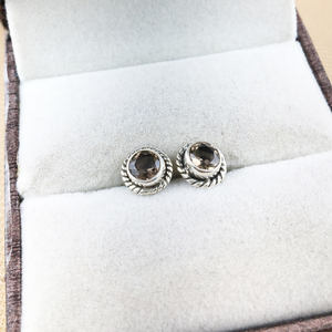 Pendientes de plata de ley 925 con cuarzo ahumado – Joyería artesanal de plata fina con piedras preciosas - Product Image 4