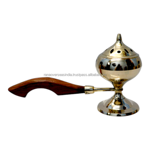 Quemador de Incienso Tradicional de Latón con Mango de Madera, Quemador de Loban y Bakhoor, Diseño Portátil para el Hogar, Templo, Rituales y Aromaterapia - Product Image 3