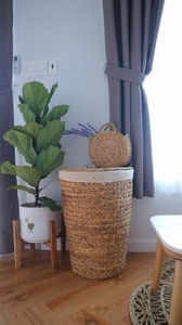 Venta caliente cestas de almacenamiento para el hogar hecho a mano jacinto de agua Natural tapa en forma de círculo juguetes al por mayor almacenamiento de ropa - Product Image 3