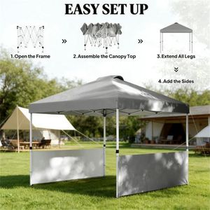 Tenda a baldacchino pop-up grigio scuro, portatile, parasole, gazebo per auto - Product Image 4