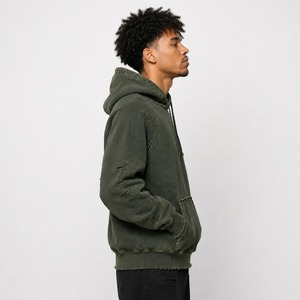 Sweat à capuche en molleton pour homme, effet vieilli, intérieur doux et chaud, finition délavée vintage, design durable, coupe confortable, idéal pour l'hiver et les occasions décontractées - Product Image 5