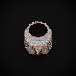 <b>Men's</b> 925 <b>Silver</b> Rose Gold Plated 'TGO' Lion Champion Cluster <b>Ring</b> for Bachelor Party Hip Hop Statement Inlay <b>Ring</b> - Product Image 5