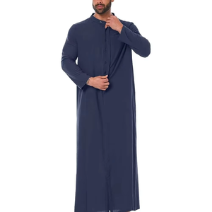 Wholesale Premium Cotton Stand Collar Modest Men's <b>Islamic</b> Eid Plus Size Loose Fit Floor Length Short Sleeve Quick Dry - Product Image 3