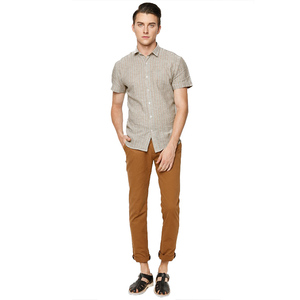 Camisas de Hombre de Lino 100% con Cuello Cubano, Rayas, Transpirables, para Primavera, Tallas Grandes, Estilo Casual de Oficina - Product Image 1
