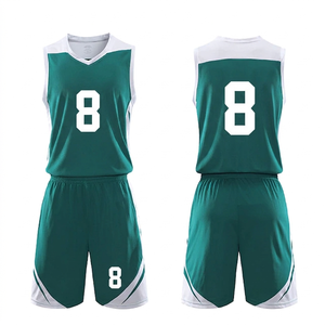 Ensemble de maillots de basket-ball unisexe sans manches, col en V, couleur unie, polyester respirant, vêtements de sport pour toutes les saisons, taille adulte - Product Image 2