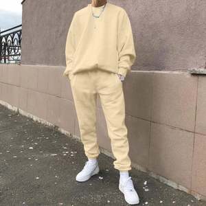 Ensemble de survêtements pour hommes fabriqués par OEM, 2 pièces, séchage rapide, couleur unie, sweat-shirts et pantalons amples, vêtements d'automne et d'hiver, 100% coton, 380 GSM - Product Image 4