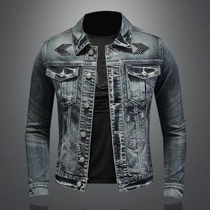 High Quality Men's Casual <b>Denim</b> <b>Jacket</b> Solid Color Cotton Trendy Loose Design Plus Size Four Seasons Fashionable Clothing - Product Image 3