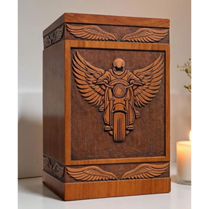 Handmade Wooden Motorcycle Urn: Custom Engraved Memorial Keepsake urn Memorial Keepsake by AYAANS - Product Image 1
