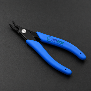 Pince de précision professionnelle à bec courbé, manche bleu, pour la fabrication de bijoux, prise en charge, maintien, pliage, outil manuel, logo personnalisé OEM - Product Image 4