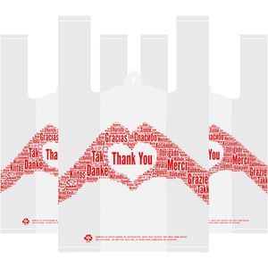 Confezione di Articoli Promozionali 'Thank You' con 200 Sacchetti Riutilizzabili Bianchi Non Tessuti da 30 Micron, 30x16.5x50 cm, Sacchetti Usa e Getta per la Spesa - Product Image 3