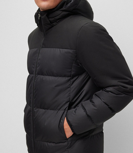 Men's Black Hooded <b>Puffer</b> <b>Jacket</b> Minimalist Warm Quilted Winter Zip Up Casual Coat <b>Cheap</b> Price OEM Custom Fashion Breathable - Product Image 4