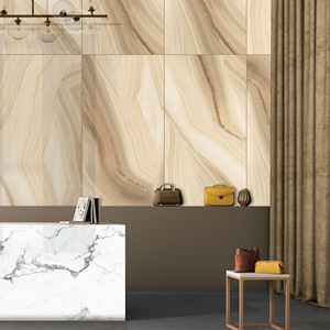 Carreaux de sol intérieurs en porcelaine brillante OCEAN BEIGE 600x1200, design moderne, épaisseur 9 mm, antidérapants, résistants aux acides, pour villa - Product Image 3