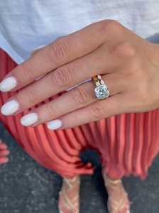 4Ctw Diamond Engagement <b>Rings</b> 14K Solid Gold Half Bezel Set <b>Cushion</b> Cut Lab Grown Diamond With Marquise Bridal Set <b>Wedding</b> Bands - Product Image 2