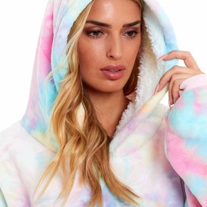 Custom Logo Design <b>Tie</b> Dye Hoodie for Women High Quality Comfortable Quick Dry Oversized Women's Pullover Crew <b>Neck</b> Hoodie - Product Image 2